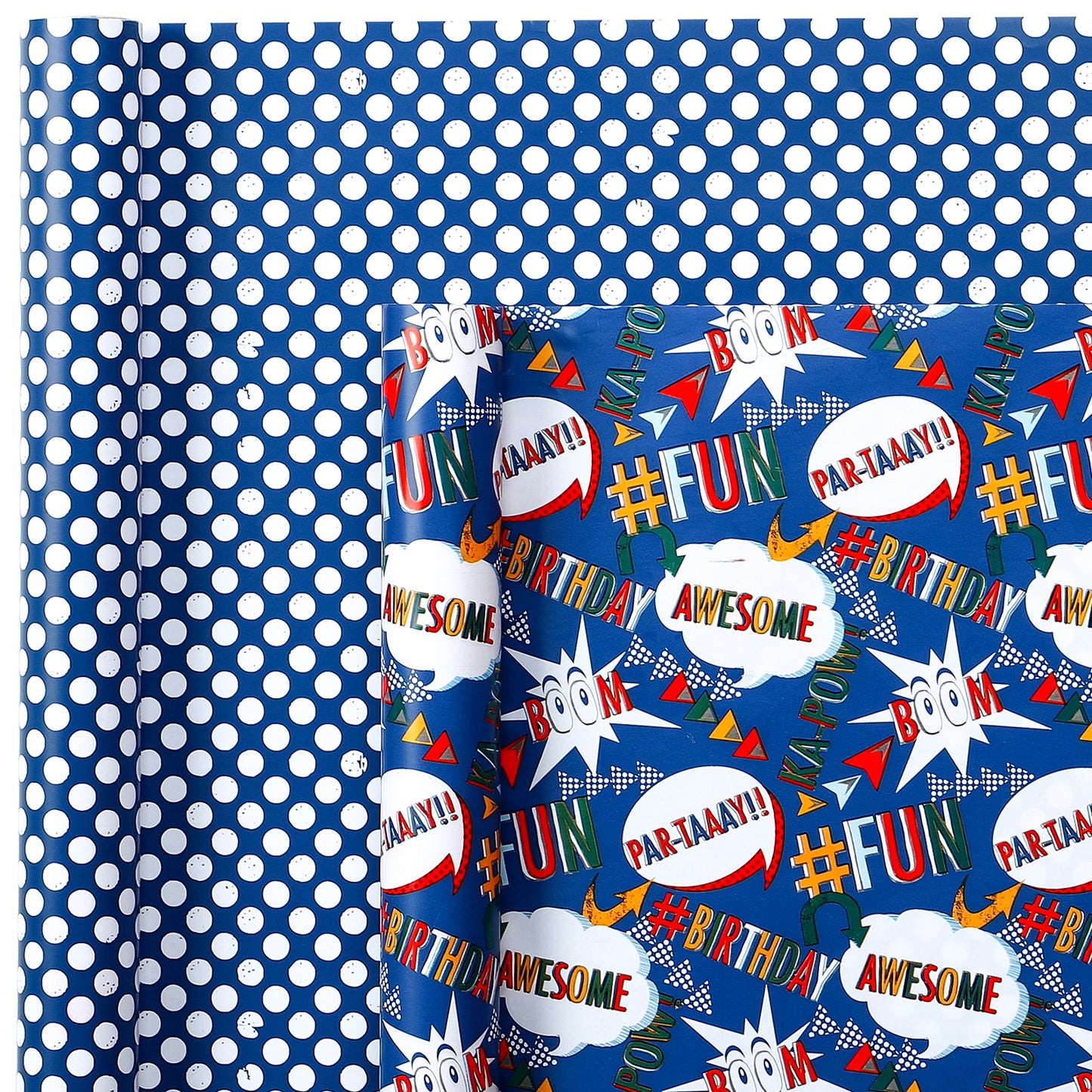 Packanewly Birthday Wrapping Paper Set with Cutline on Reverse(4-Pack, 100 sq. ft. ttl) - Monster Theme Gift Wrap Roll for Kids, Boys, Girls - 30 Inch x 10 Feet